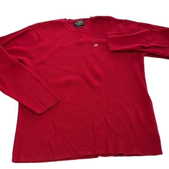 Polo Ralph Lauren Sweater Mens Large Red Ribbed Knit Crew Neck Pullover - Picture 1 of 6